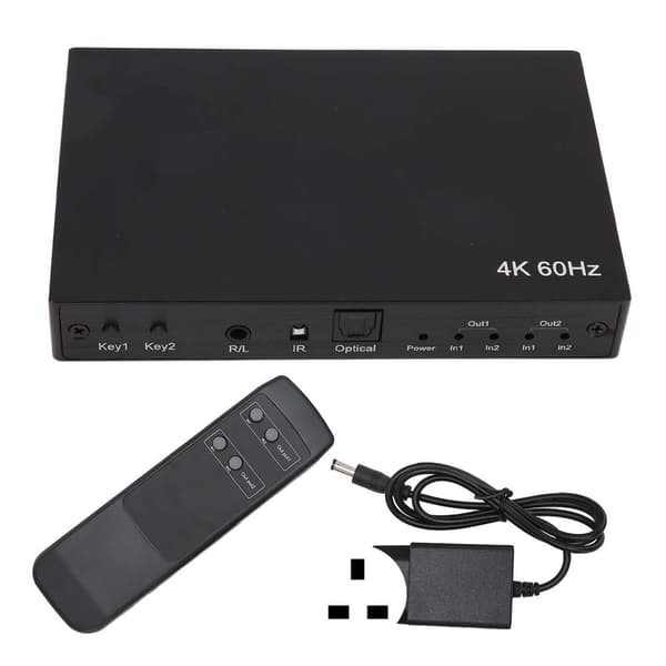 4K 60Hz HD Multimedia Interface Switch Splitter 4K 3D 1080P HDCP2.2 HDR 10 2x2 HD Multimedia Interface Switcher 100‑240V UIK-kontakt