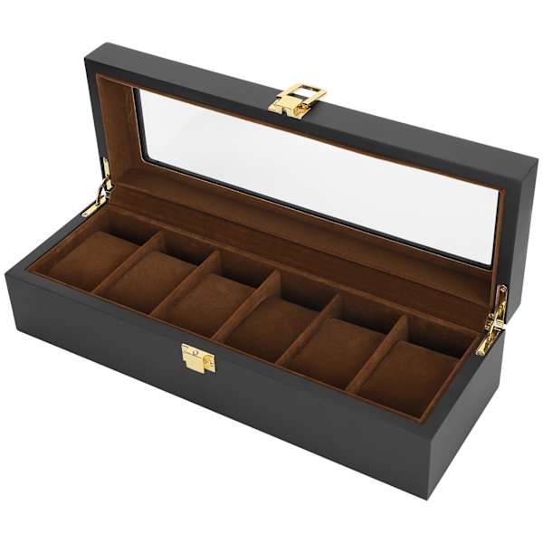 6 Fack Män Klocka Förvaring Väska Samling Hållare Trä Klocka Display Box Organizer