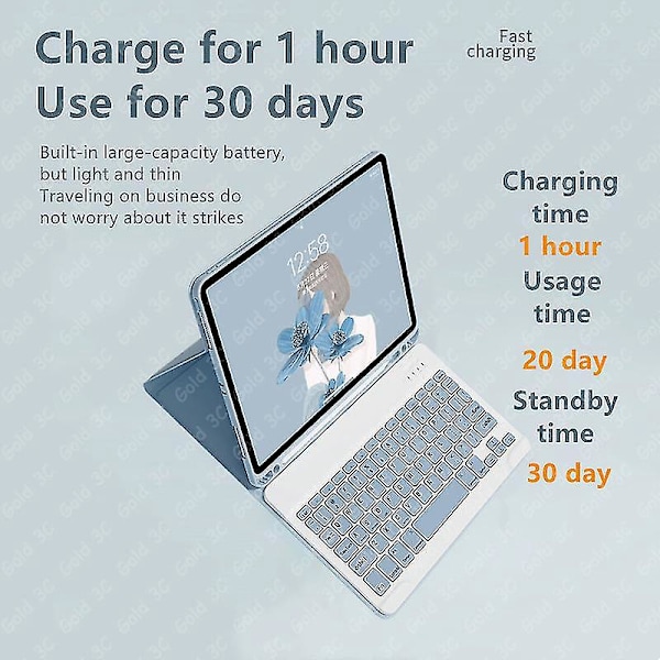 Fodral med tangentbord kompatibelt med Ipad 9:e 8:e 7:e 10.2 tum 2021 2020 2019-K