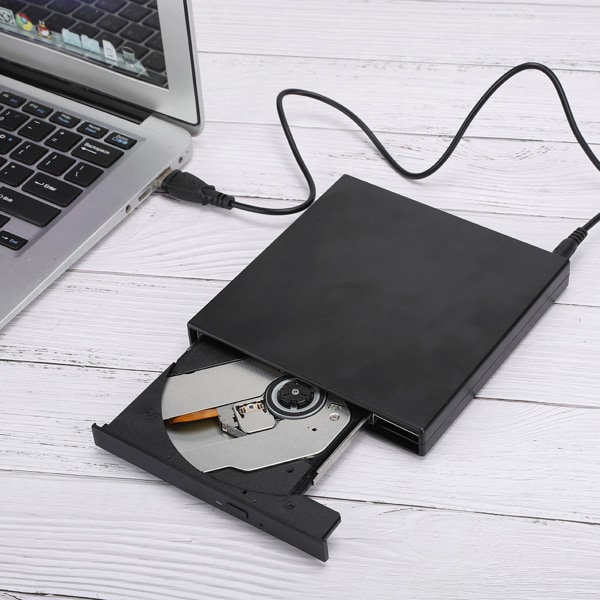 USB2.0 DVD RW Laptop Desktop CD ROM Optisk drev Sort til Windows 2000/Xp Vista Windows 7