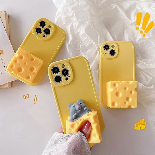 1 KPL Puhelinkotelo, iPhone 11 Kolmiulotteinen Luova Dekompressio Matkapuhelinkotelo 3D Hauska Söpö Pehmeä Silikoni Purista Juusto Hiiri Stressinpoisto
