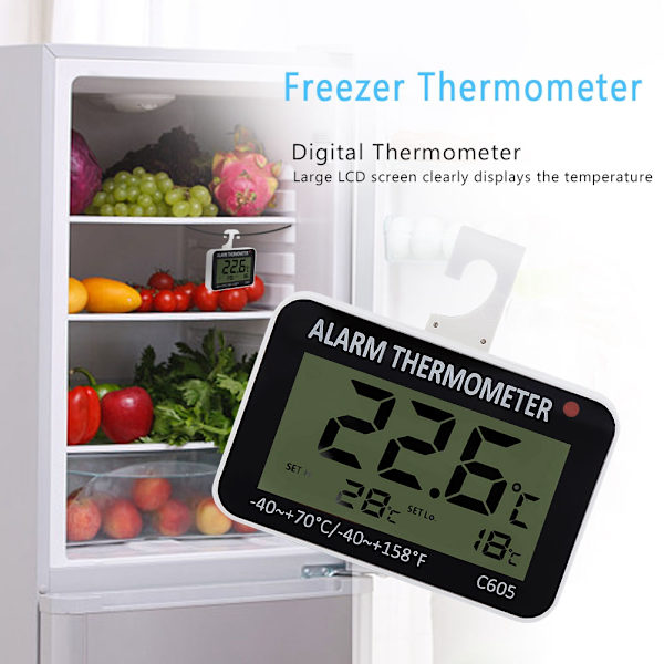 Stort LCD-kylskåp Kyl och frys Digital termometer temperaturmätare med stativ