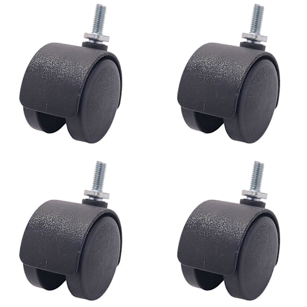 6 mm kierteitetty varsi, kaksoispyörä, pyörivä pyörä - 40 mm musta