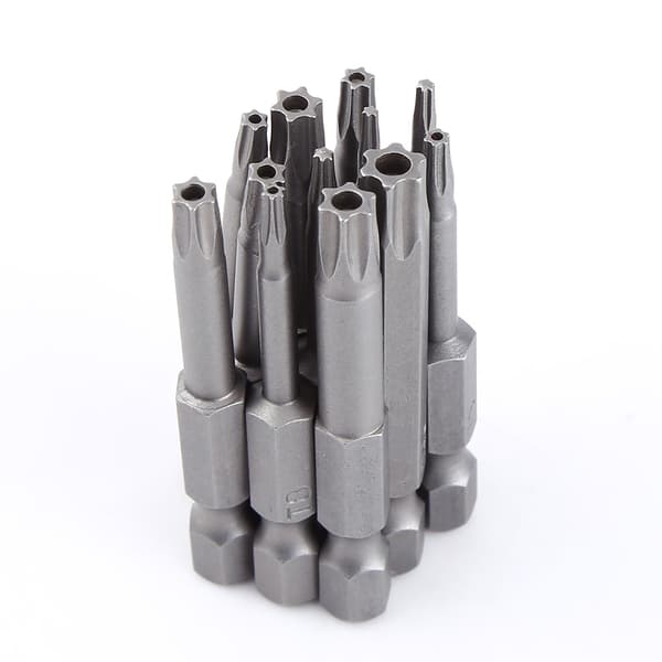 Magnetisk stjerneskruetrækker bits sæt, 12 stk, 1/4 tomme skaft, 50 mm, S2 stål, T5-T40