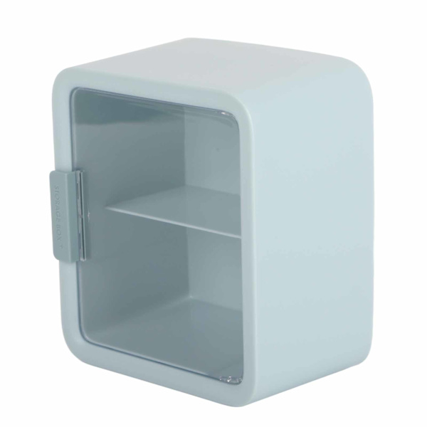 Dockskåpsrum Dockskåp Skåp Displaybox Förvaringsfodral 2 Lager Transparent Dörr Blå