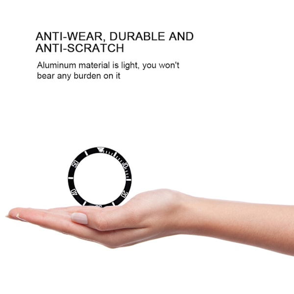 Klocka Armbandsklocka Aluminium Material Loop Bezel Insert Ring Ersättningsdel (Svart)