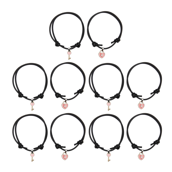 10 stk Hjerteform armbånd Nylon reb Længde Justerbar Let Match Stilfuldt armbånd Smykker til Par Kvinder Mænd Gave Pink