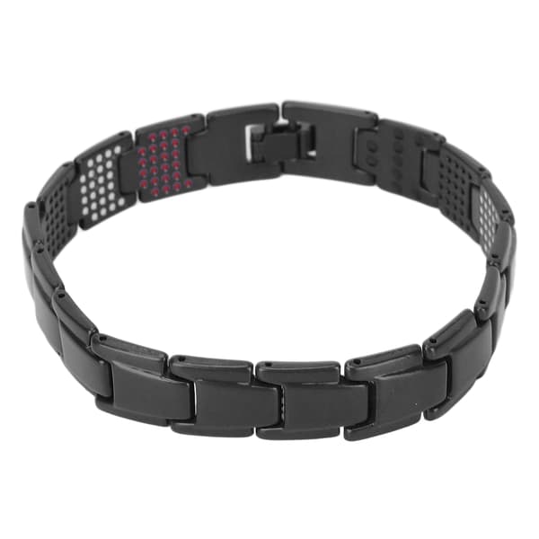 Moderigtigt magnetisk terapiarmbånd slankende titanium stål unisex magnetisk armbånd sort
