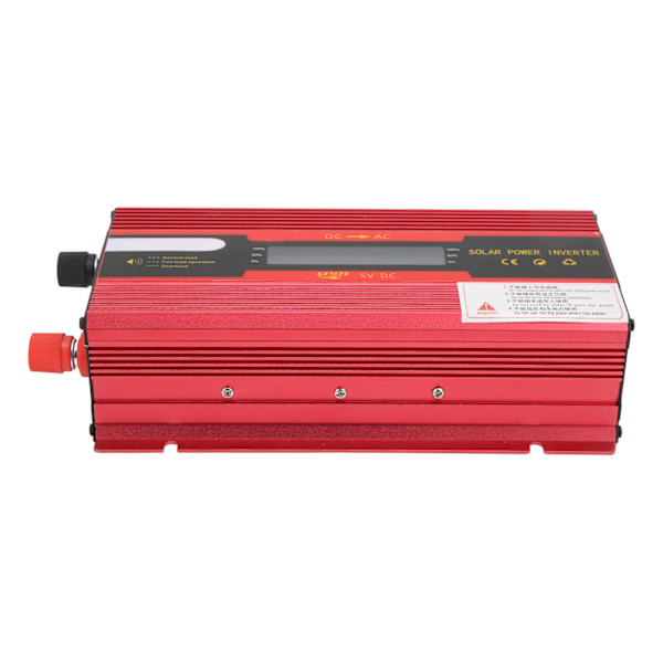 Rød modifisert sinusformet strømomformer DC 12V/24V til AC 110V bilomformer med doble AC-uttak USB-ladeport LCD-skjerm