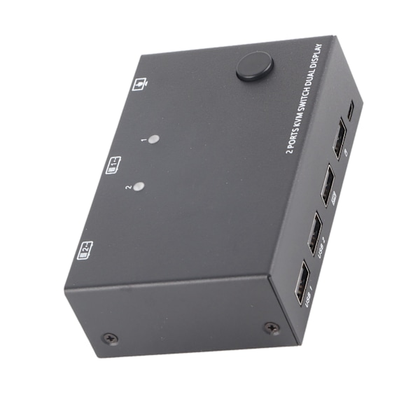 2-porttinen KVM-kytkin, kaksoisnäyttö, HD Multimedia Interface 4K 30 Hz, 2 tietokonetta varten, USB-näppäimistön, hiiren ja näytön jakaminen, KVM-muunnin