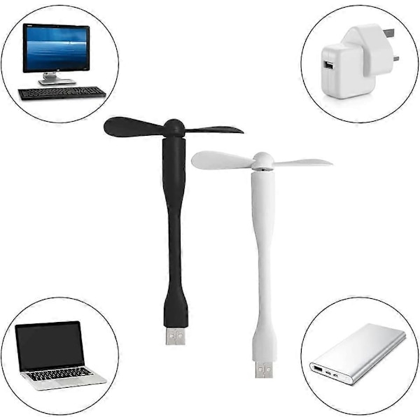 USB-vifter, Liten Vifte, USB Liten Vifte, 2 stk Bærbar USB-vifte, 360 Justerbar USB-vifte, Stille Vifte, USB Oppladbar Håndholdt Bærbar Vifte