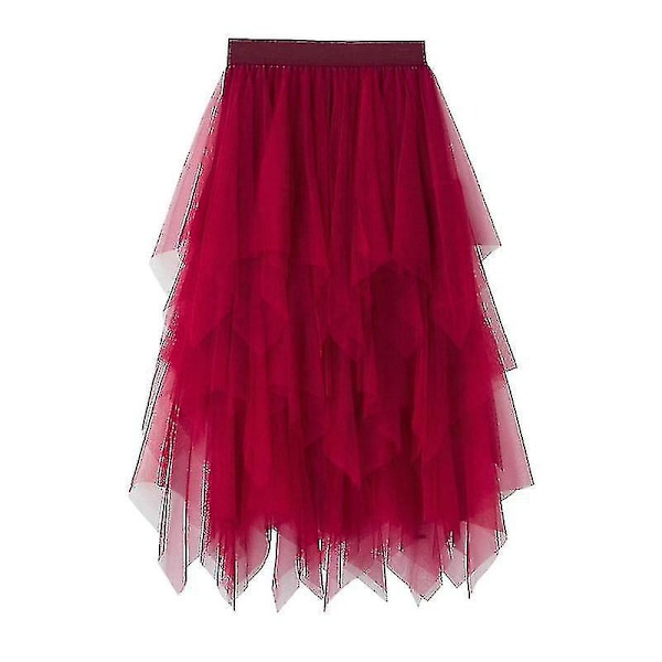 Grå Tulle A-linje Midiskjørt for Kvinner, Elastisk Midje Mesh Langt Skjørt for Ballett, Prom, Fest