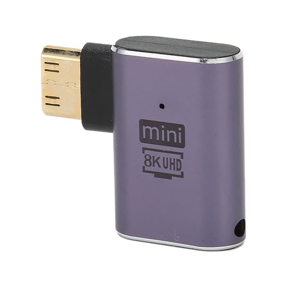 Mini HD til HD-adapter retvinklet 8K 60Hz 48Gbps LED-indikator Mini HD til HD-konverter til bærbar computer kamera tablet
