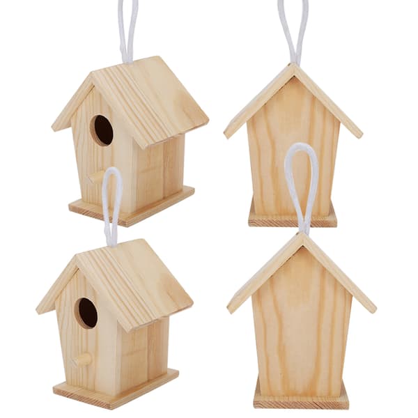 4 stk. Mini udendørs hængende fuglehus redebur ornament til havebalkon