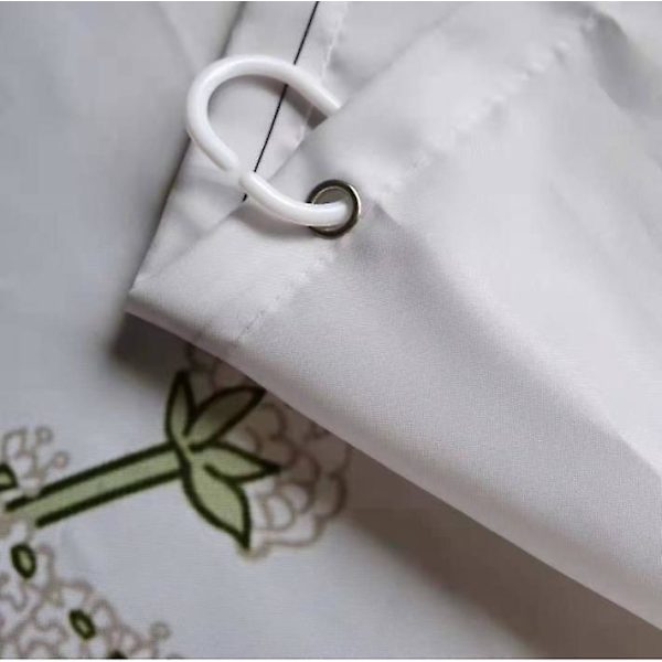 Udsøgt grønt blad- og blomsterprint polyester badeforhæng - 180 X 200 cm
