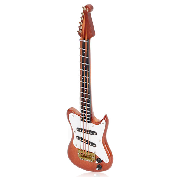 5,9 tommers miniatyr gitarmodell, delikat miniatyr musikkinstrument gitarmodell kaffe med gulltau