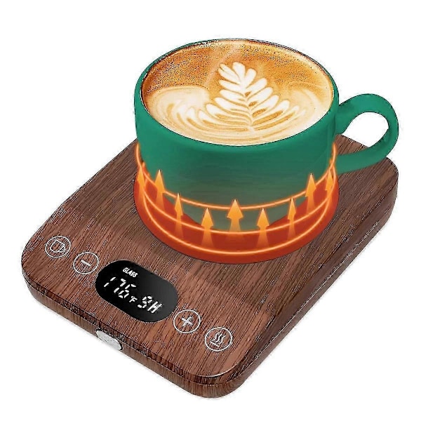 Auto On/Off Opgradering - Induktionskrusvarmer kompatibel med skrivebord med 9 temperaturindstillinger, 1-9 timers timer EU-stik