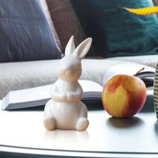 Modern Keramisk Kanin Figur Påsk Staty Hem Bokhylla Dekor Hantverk