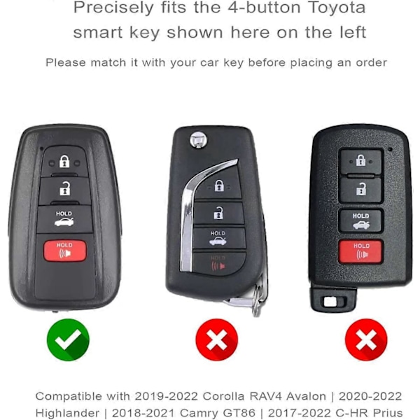 Silikon Nøkkelbrikke Deksel for Toyota Camry RAV4 Highlander Avalon C-HR Prius Corolla GT86 Smart Nøkkel | Biltilbehør | Nøkkelbeskyttelsesetui 2 stk (Svart