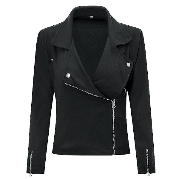 Retro Sort Slim Fit Punk Jakke til Kvinder