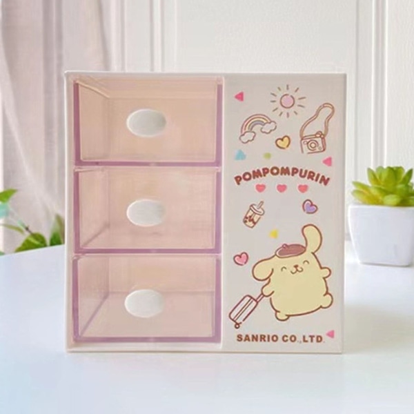 Skrivebord Oppbevaringsboks Søt stil Innebygd skufferom Design Plast Makeup Oppbevaringsboks for Home White
