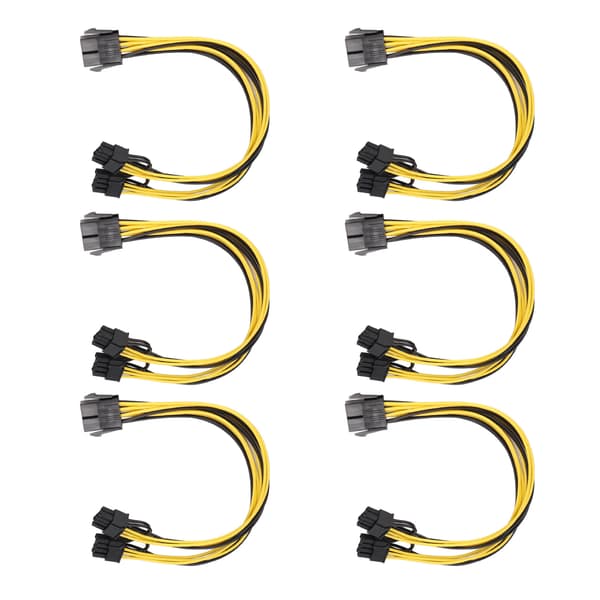 6 stk. strømkabel PCIE 8-benet hun til 2 ender dobbeltport 8-benet han 18AWG GPU-strømadapter til computertilbehør