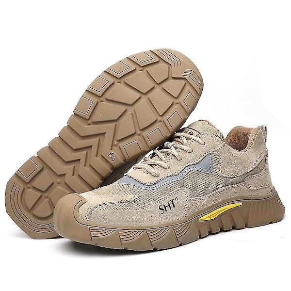 Puncture Resistant Men's Lightweight Safety Work Sneakers40 Khaki