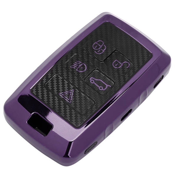 Kolfiber-stil bil smart nyckel fob fodral skydd passform för Land Rover Range RoverLila