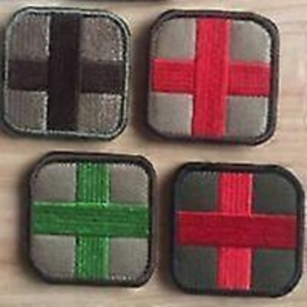 Broderet burrelås patch, Oliven og Rød