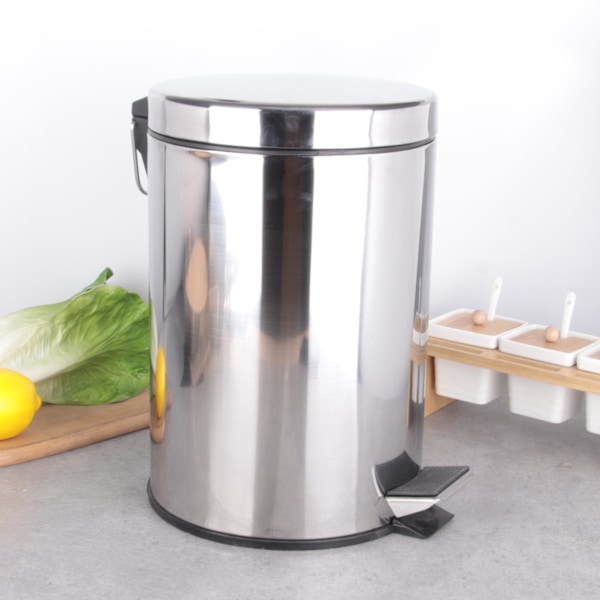 Runda Badrumssopbehållare i Rostfritt Stål 3L Modern Design