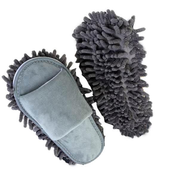Grå mopptoffel med öppen tå för hemstädning (storlek M: 39-41) Grey