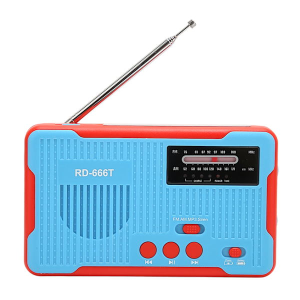 Nödradio Uppladdningsbart Batteridrivet AM FM Sol Handvev Radio med Ljus för Camping Vandring