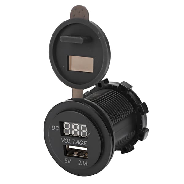 USB-portar Billaddare Spänningsdisplay Voltmeter Fordonsström IP66 Vattentät 2.1ARöd DC12-24V