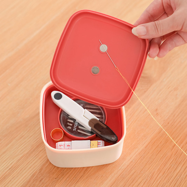 Magnetisk sybox PP Polyester Färgglad Multifunktionell Skandinavisk stil Hantverksförvaringsbox för hem Rosa och lila