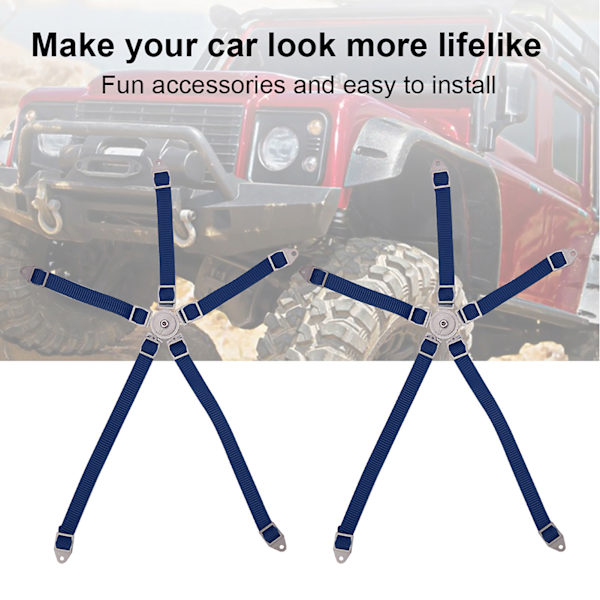 2PCS Simulerad förarsätesbälte Säkerhetssimuleringsrem för Axial 1/10 90018 RC Course TruckBlå
