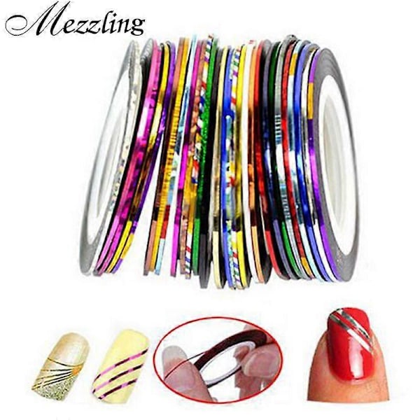 10 stk. 3D Negle Rhinestones Tape Neglekunst Værktøj Negledekoration Metallisk Farve Selvklæbende DIY Negletilbehør 30 stk.