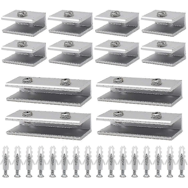 Glasklämma, 12 st Glasfästen Glasgångjärn Aluminium Glashyllstöd Solid Glasklämma Hylla Adaptiv 6-8mm_SZXM