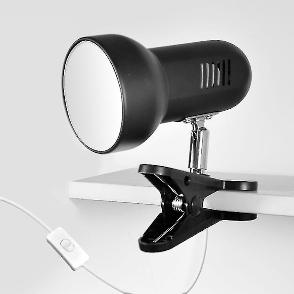 Bordlampeholder Klemme 360-rotasjon E27 Base Med Bryterledning, EU-plugg (svart)
