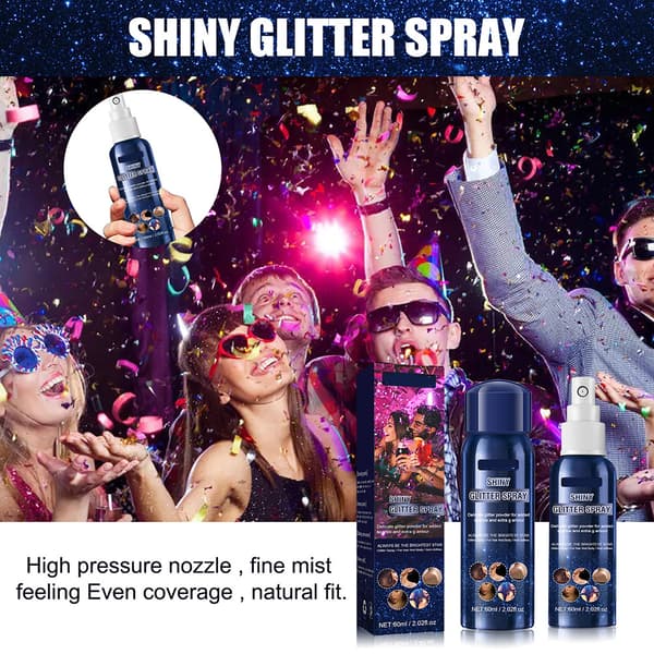 Skinnende Glitterspray 60ml Glitter Hårspray til Kvinder Glitter Pudderspray Hår- og Kropsglitterspray