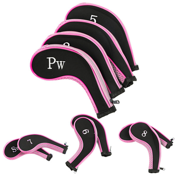 10 st neopren golfklubba järnhuvudskydd Set case golftillbehör (rosa)