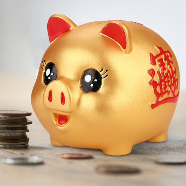 Gyllene Söt Plast Gris Bank Pig Toy Mynt Pengar Kontanter Samlarobjekt Spara Box Barn Present