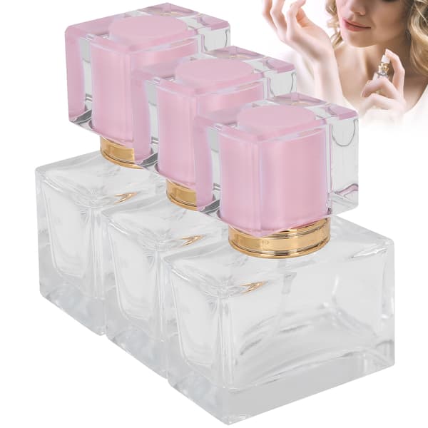 3st Tom Parfymflaska i Glas Påfyllningsbar Parfymsprayflaska Dispenser Rosa