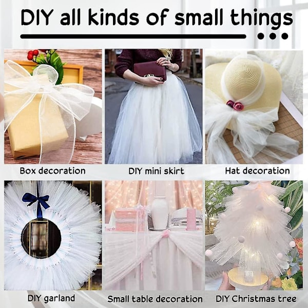 Stor Hvid Tulle Rulle - 110m*15cm til Tutu, Banket, Bryllup, DIY Håndværk