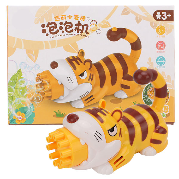 Bubbelmaskin Batteridriven Cartoon Tiger Söt 10 Utgångshål Giftfri Bärbar för Småbarn Barn