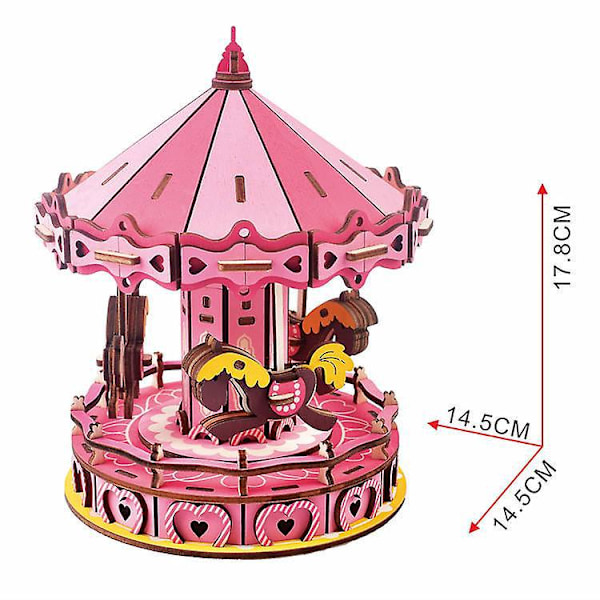 Farverig Trækarrusel Legetøjspuslespil - DIY Modelbygningssæt til Voksne, Teenagere og Børn (8+ år)