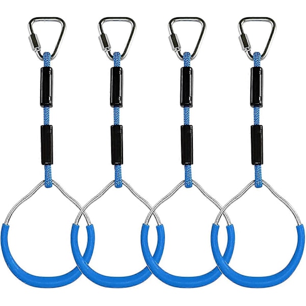 Klatreringe til børn Multifunktionel gynge med plastikringe Maks. belastning 160 kg Ninja Klatrering Forhindring Havegynge Blå