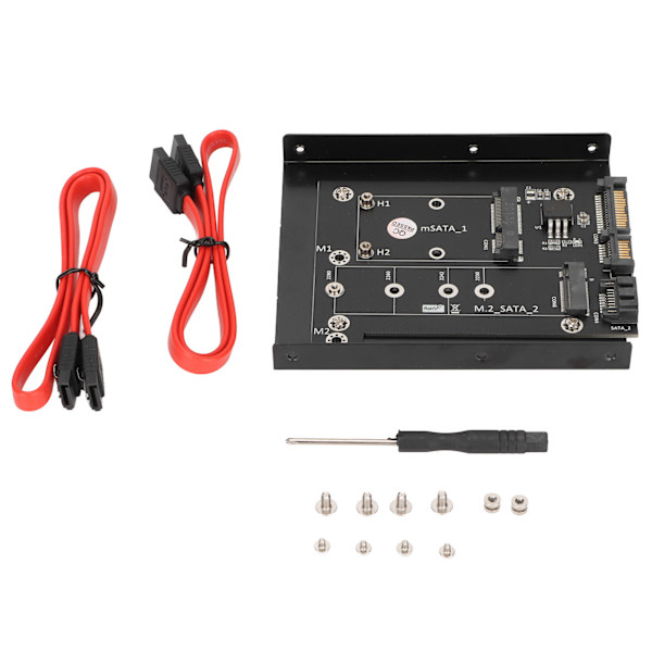 SATA-sovitin 2 in 1 MSATA/M2 NGFF SSD-kaksiporttinen SATA3-muunnin, jossa on 3,5 tuuman kiintolevytuki tietokonetarvikkeet