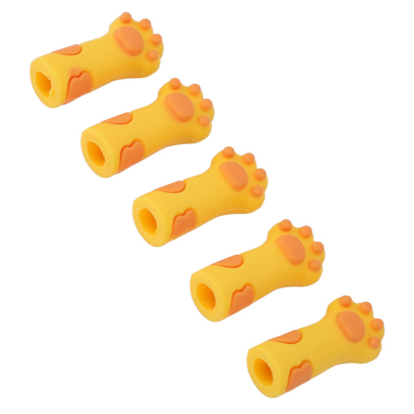 5 stk. Cuticle Saks Cover Protector Cat Pote Form Silikone Cuticle Trimmer Beskyttende ærme til negle og tånegle Gul