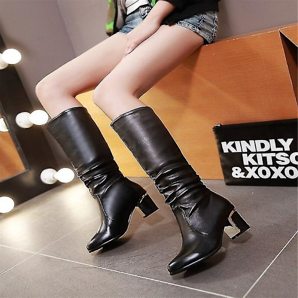 Chunky Höga Ankelboots för Kvinnor - Vit (Storlek 39)