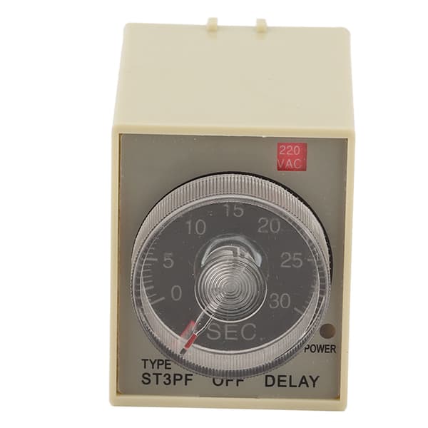 Tidsrelæ Justerbar Timing Strømafbrydelse Timer Forsinkelse AC 200‑220V ST3PF Tilbehørsdel 30S